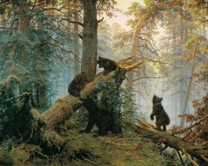 Ivan Shishkin, Konstantin Savitsky -  Morning in a Pine Forest